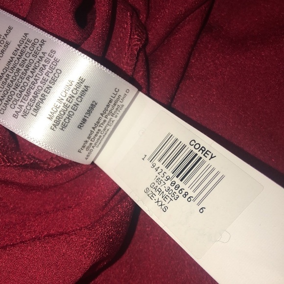 Dress The Population Corey Cap Sleeve V-Neck Chiffon Lace Dress Garnet XXS - Picture 13 of 13